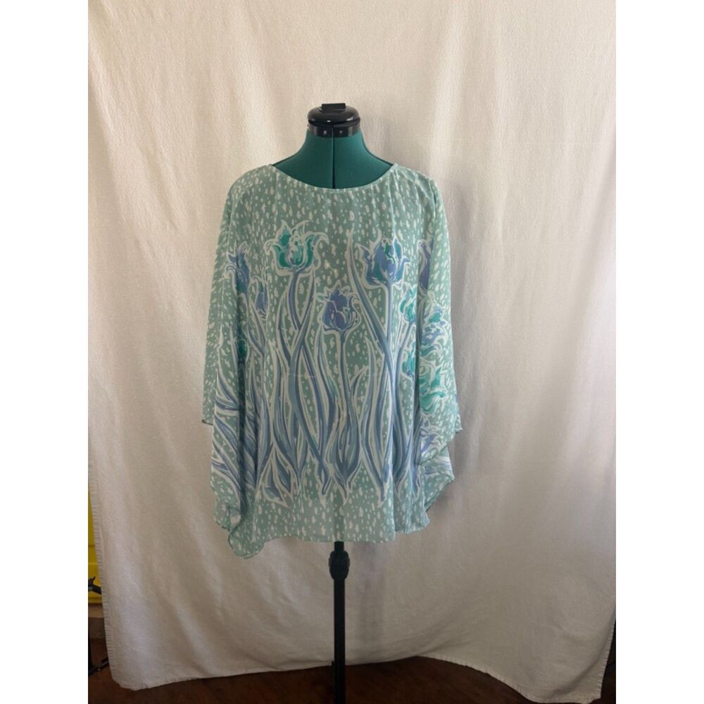 Vintage Bob Mackie "Wearable Art" green and blue patterned top